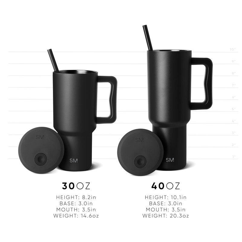 Simple Modern 40 oz Trek Tumbler with Handle and Straw Lid | Cup Holder Friendly Insulated Stainless Steel Travel Mug | Dragon Fruit