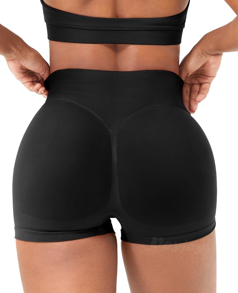 VOYJOY Women Workout Impact Shorts 2.5"/ 3.6"/ 4.5"/ 6" Scrunch Butt Lifting Gym Seamless Booty Biker Shorts Black