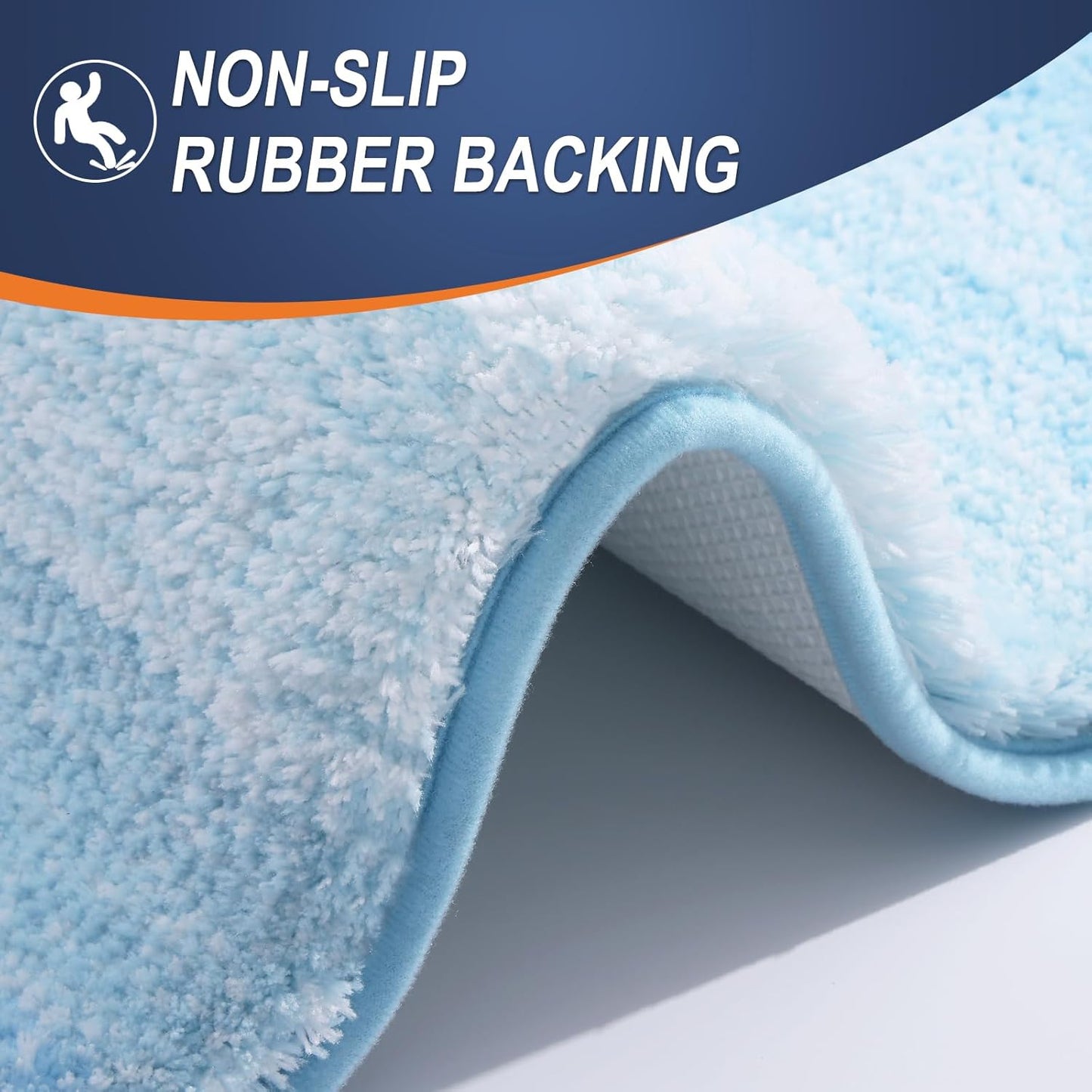OLANLY Bathroom Runner Rug - Extra Soft Microfiber Mat | Quick Dry, Washable, 70x24, Sky Blue