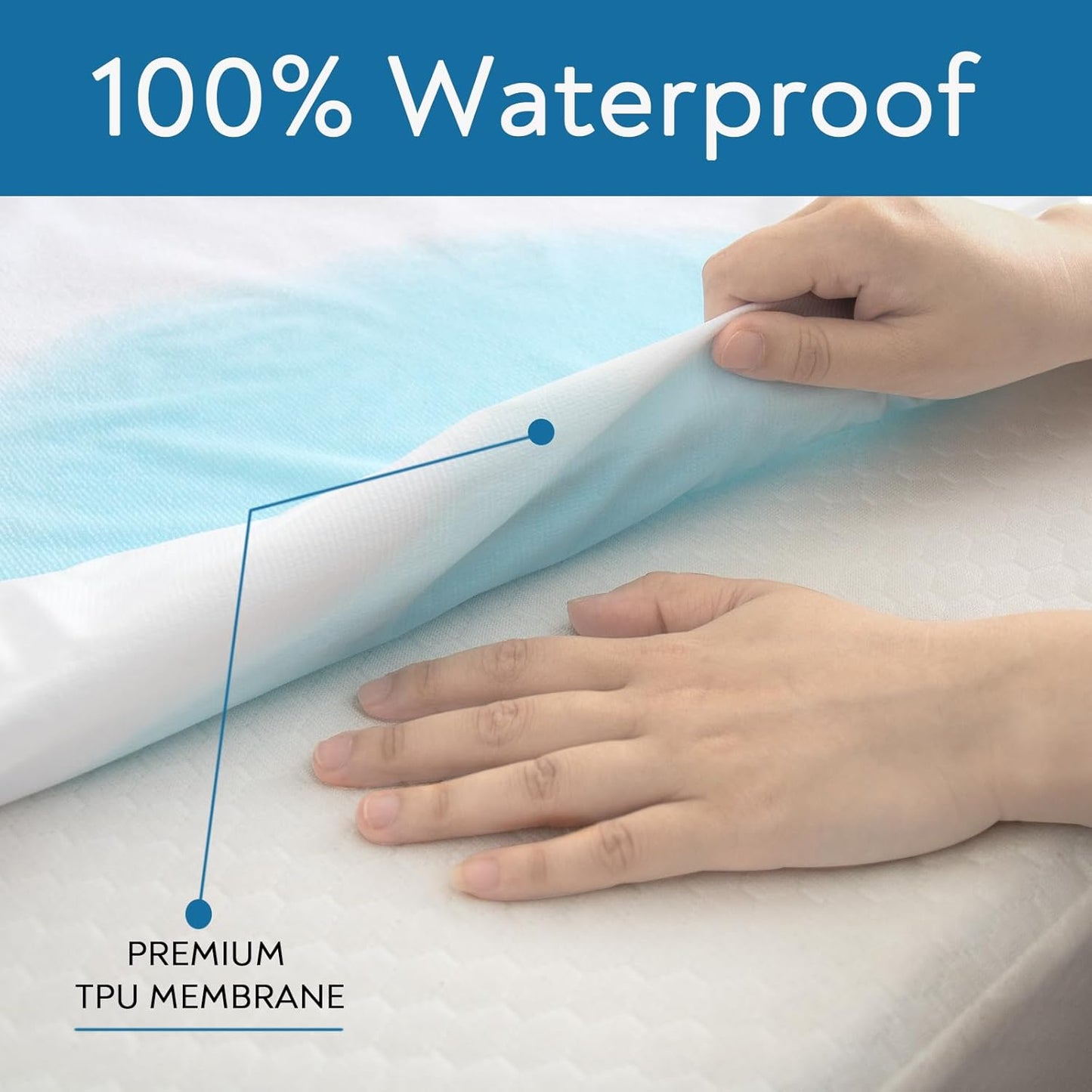 Skiennix Queen Mattress Protector - Waterproof & Absorbent Terry Cover | Fitted for 18'' Mattresses