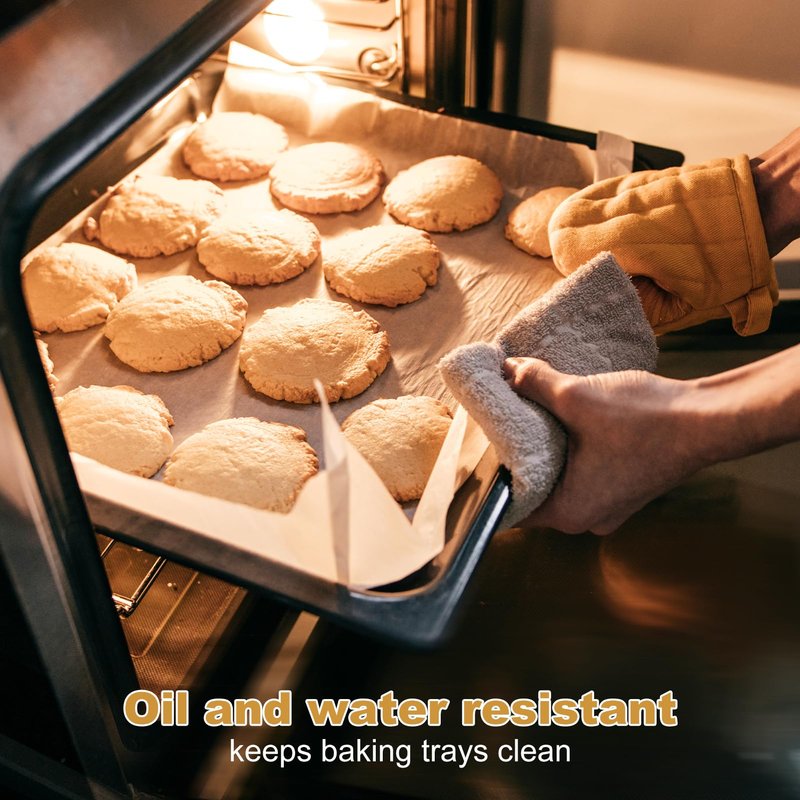 FOXYAEO 100 PCS Unbleached Parchment Paper 23cm X 33cm baking paper, air fryer paper, nonstick baking sheets, high temperature and oil resistant, suitable for baking, oven, air fryer and more