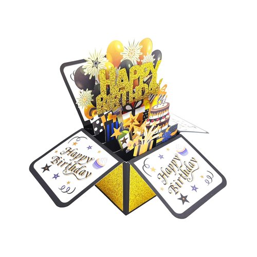 Intatikoo Pop Up 3D Birthday Card,Blank Greeting Card with Envelope, Birthday Gift for Him Dad Husband Son Women Kids Her