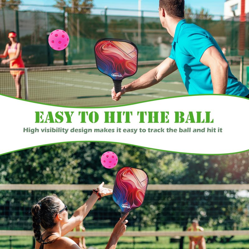 QUEMUIA Outdoor Pickleball Balls,40 Holes Outdoor Pickleballs USAPA Approved,4-Pack High Bounce Pickle Balls, Pickleball Gifts for Men or Women Pickleball Enthusiasts