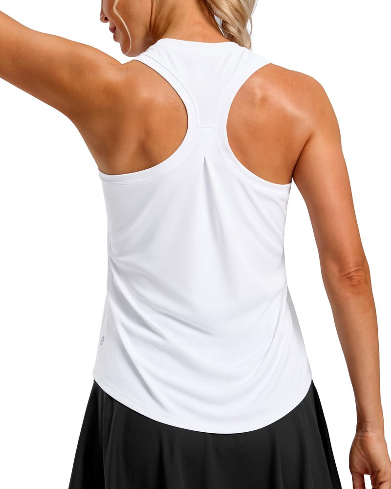 G Gradual Women's Workout Tank Tops Racerback Athletic Yoga Tops Loose Fit Sleeveless Running Gym Sports Shirts for Women(White Stripe,S)