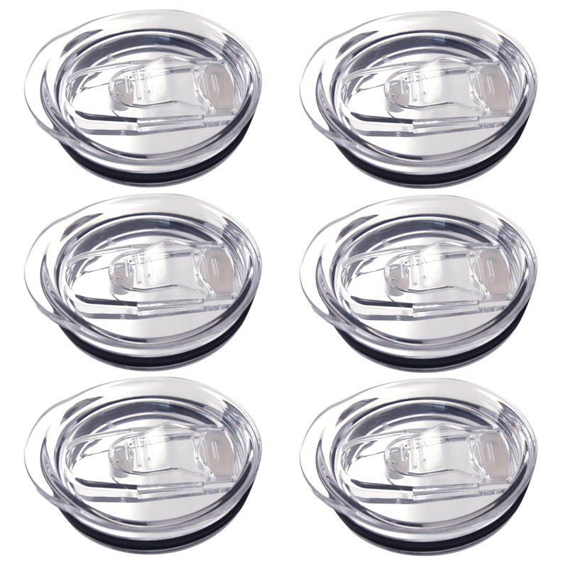6 Pack 20 oz Skinny Tumbler Replacement Lids Plastic Splash Covers tops for 20 oz coffee cup lids Clear Cup Covers for 2.64 Inch Mouth Tumbler Cooler
