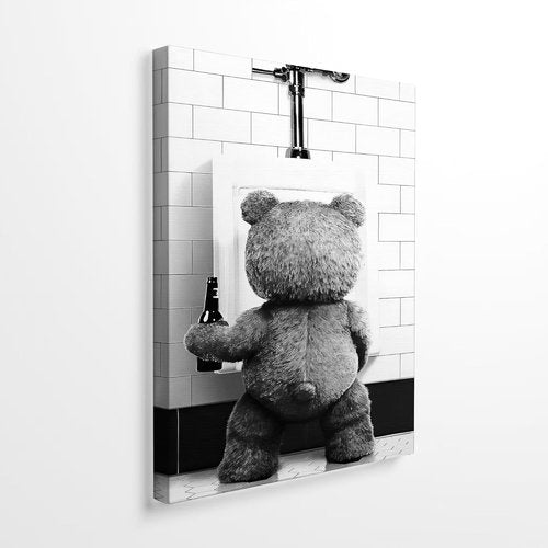 DIHSIEG Canvas Wall Art - Funny Bathroom Print Poster | Vintage Floral Design, 12x16 Inches