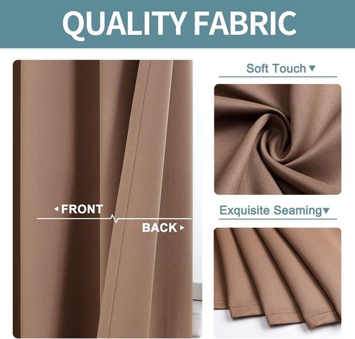 ChrisDowa Small Window Curtains - Grommet Thermal Insulated Room Darkening Panels, 29 x 40 Inch, Cappuccino