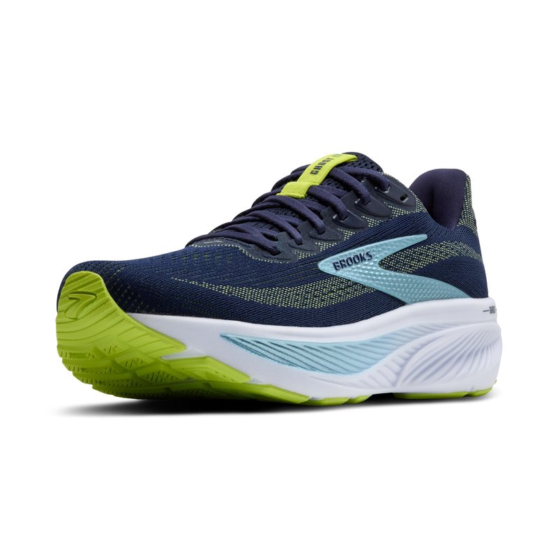 Brooks Men’s Ghost 17 Neutral Running Shoe - Peacoat/Lime/Blue - 7 Medium