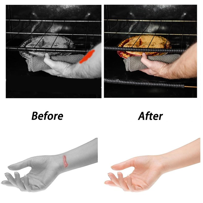 Extra Long 22 inch Oven Rack Cover Silicone Oven Rack Guards Heat Resistant Oven Rack Shields Oven Rack Edge Protector BPA PFOA Free,Protect Against Burns&Scars,Fit on All Standard-Sized Ovens,Gray