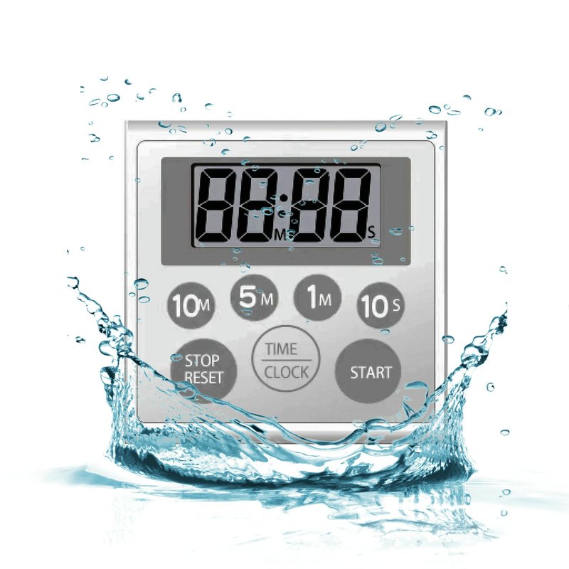 NUOSWEK Digital Timer Waterproof Shower Timer Shower Clock Bathroom Kitchen Timer with Strong Magnet and Large LCD Display (Waterproof 7 Key)