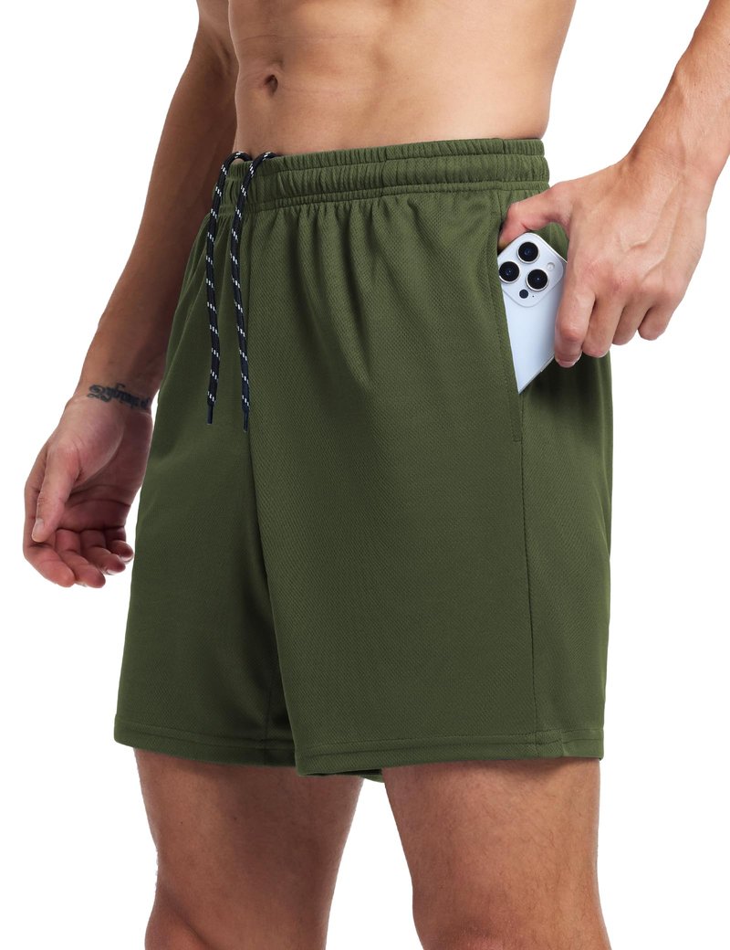 VGVB Men's 7 Inch Athletic Shorts Lightweight Workout Running Shorts Quick Dry Gym Shorts with Pockets Green,Large