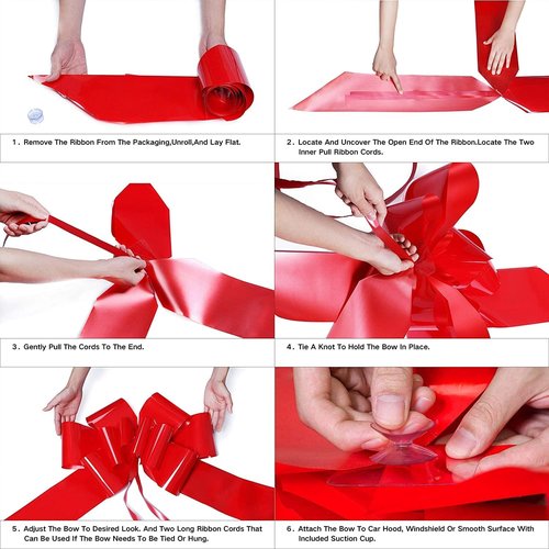 GYDbow 30 Inch Giant Red Car Bow - Extra Large Pull Bow for New Car Gifts & Celebrations