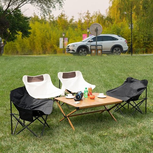 Folding Camping Chair, Portable Outdoor Backpacking Chair for Fishing, Hiking, Picnic, Camping, Beach, Lawn, Concert, Ultralight Compact Camping Chair with Carry Bag, 23"D x 14.2"W x 14.2"H (Black)