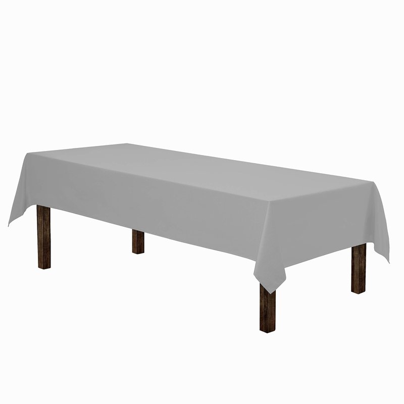Gee Di Moda Rectangle Tablecloth - 60 x 84 Inch Silver Table Cloth for 5 Foot Rectangle Tables - Heavy Duty Washable Fabric - for Holiday Party, Dinner, Weddings, Baby Shower & Events