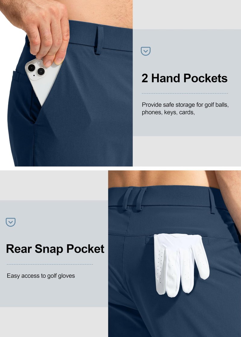Pudolla Dress Pants for Men Golf Pants Stretch Work Dress Comfy Pants 30 Lightweight Quick Dry Casual Slacks Trousers(Navy 33Wx30L)