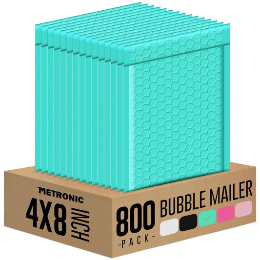 Metronic 4x8 Inch 800Pack Bubble Mailer, Teal Bubble Mailers, Waterproof Padded Envelopes, Self Seal Adhesion Bubble Envelopes, Cushioning Padded Mailers for Jewelry, Bubble Mailers Usable Size 4x7