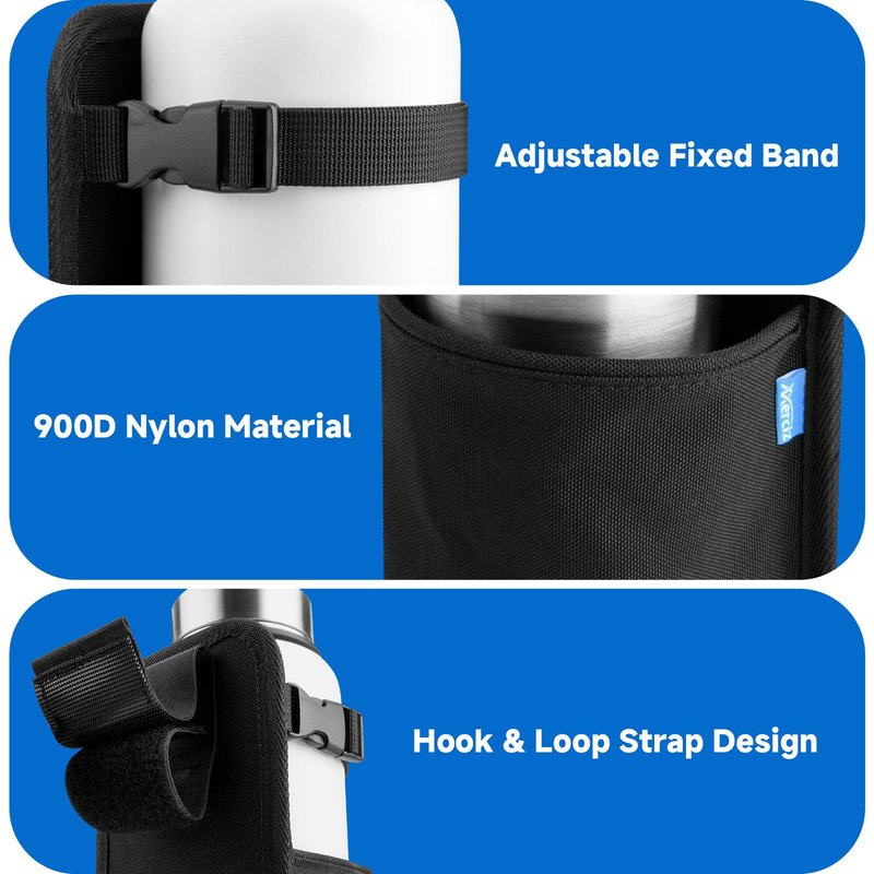 Xxerciz Water Bottle Carrier Holder with Belt Clip, Nylon Water Bottle Sleeve Insulated Beverage Bottle Pouch Bag for Walking Hiking Traveling (Belt Loops)