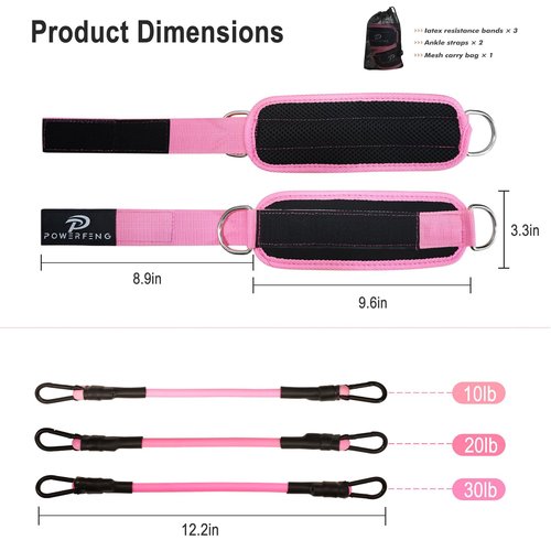 Ankle Resistance Bands with Cuffs: Women Ankle Strap Band for Working Out - Ankle Resistance Bands for Glutes Hip & Leg Butt Training Workout Exercise Equipment