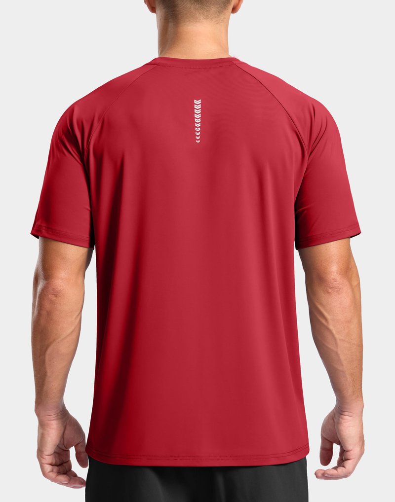 Men's Athletic Workout T-Shirts Moisture Wicking Cooling Running Shirts Short Sleeve Performance Tee for Gym Tennis(Red,4XL)