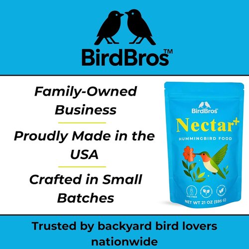 BIRDBROS Hummingbird Nectar Powder - All-Natural, Dye-Free Hummingbird Food | Easy Mix, 96 oz Made in USA