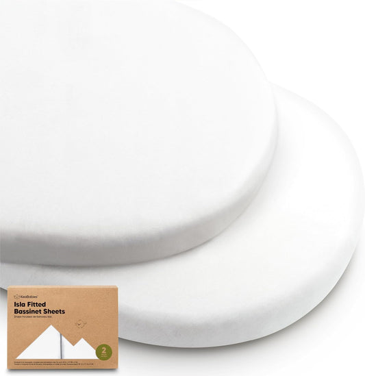 Skiennix Baby Bassinet Sheets - Soft Viscose Bamboo Fitted Sheets for 33x17 Mattresses | 2-Pack in Soft White
