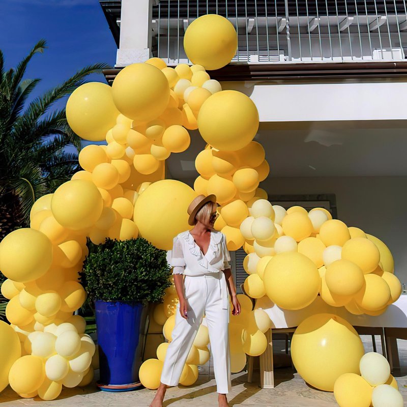 PartyWoo Mustard Yellow Balloons 100pcs 12 Inch Boho Netural Fall Balloons for Birthday Engagement Baby Shower Anniversary Bee Sunflower Little Cutie Thanksgiving Party Decorations Yellow-F57