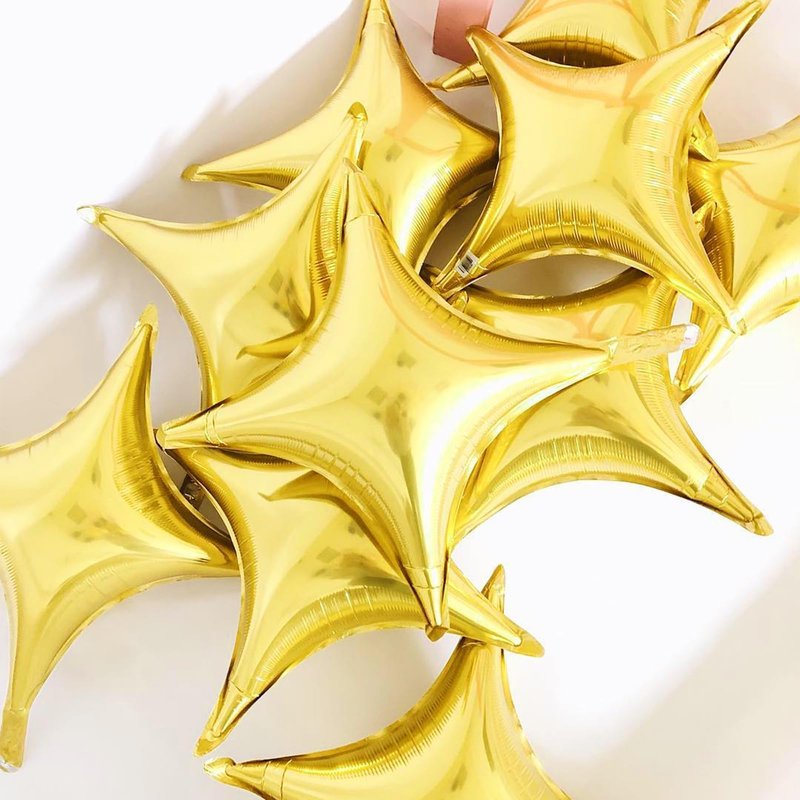 Gold Star Balloons,12Pcs Four Angle Star Foil Balloons,26Inch and 10Inch Gold Quadrangle Helium Balloon for Birthday Graduation Anniversary Baby Shower Wedding Party Decorations