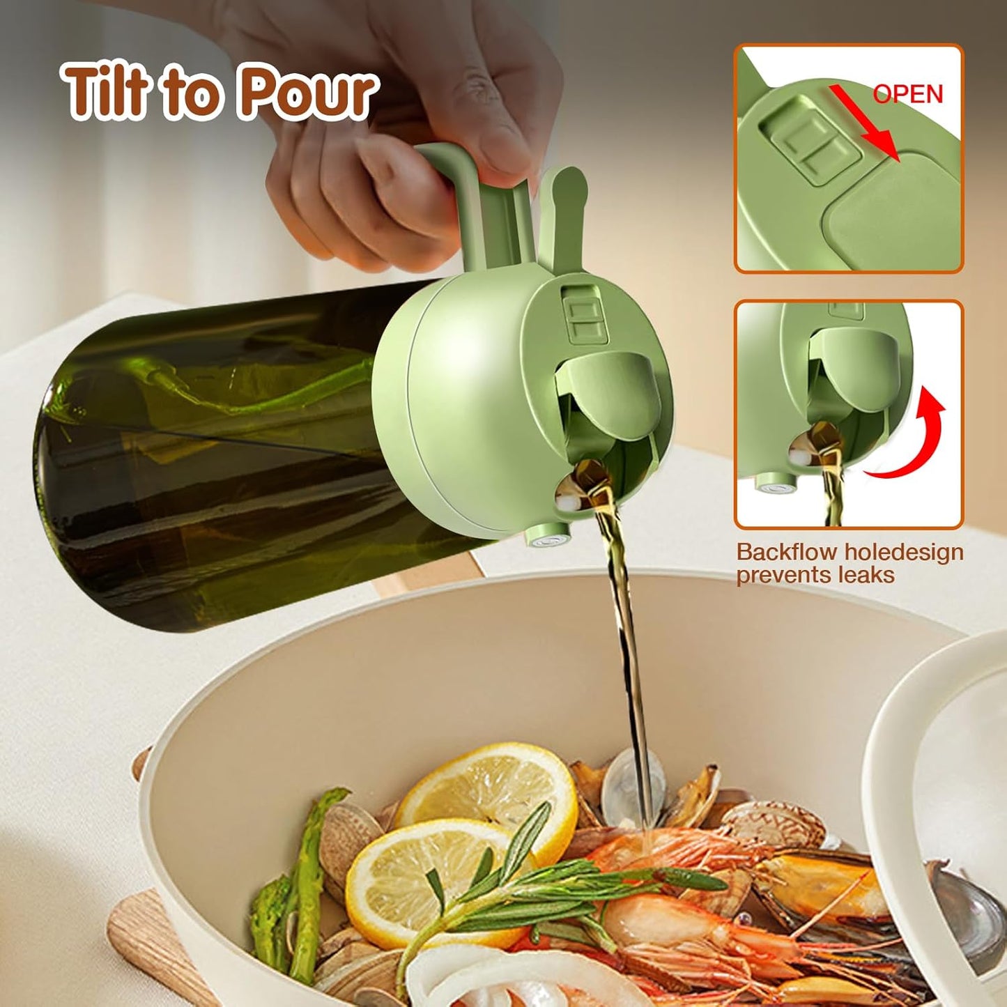 YARRAMATE 2PCS 16oz Oil Sprayer - Food-Grade Olive Oil Dispenser | Premium Dark Green Glass for Kitchen & BBQ
