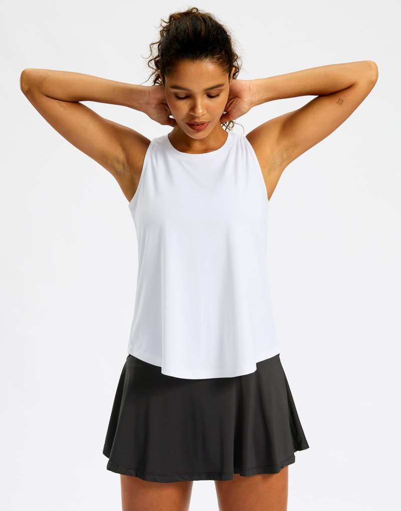 G Gradual Workout Tank Top for Women Sleeveless Athletic Yoga Tops High Neck Quick Dry Running Tennis Sports Shirts for Women(White,M)
