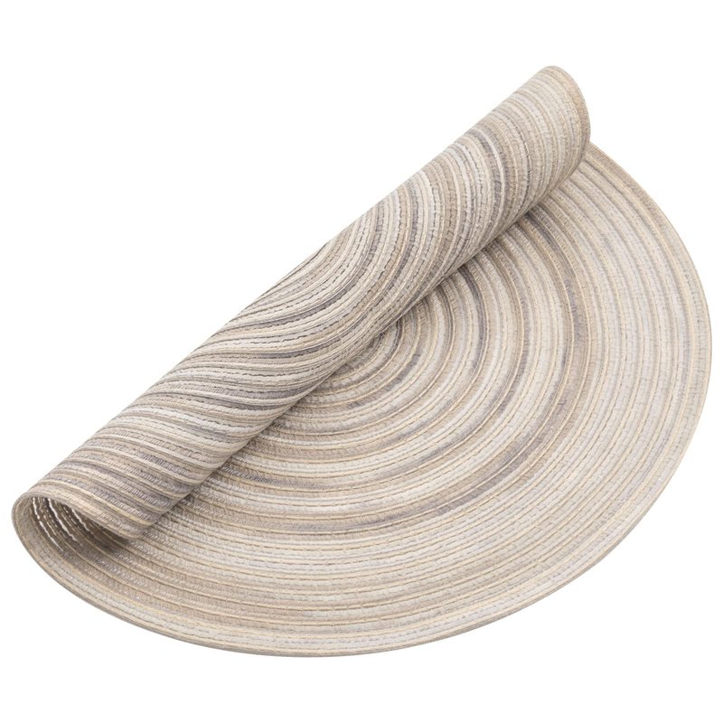 SHACOS Round Braided Placemats 15 inch Set of 6 Washable Kitchen Table Placemats for Home Wedding Party (Rainbow Gray, 6)