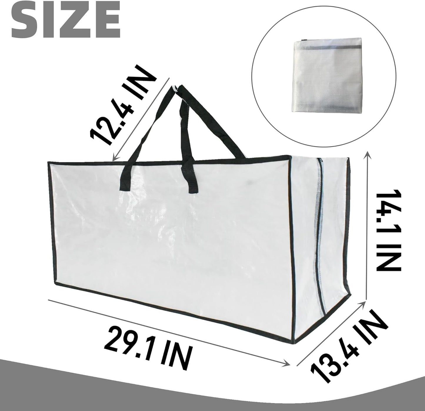 Skiennix Heavy Duty Moving Bags - Extra Large Clear Storage with Zipper & Handles | 3 Pack for Easy Packing
