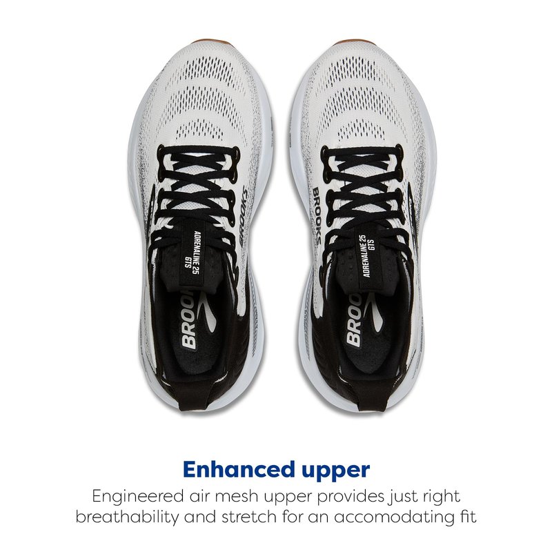 Brooks Women’s Adrenaline GTS 25 Supportive Running & Walking Shoe - White/Black/White - 10 Medium