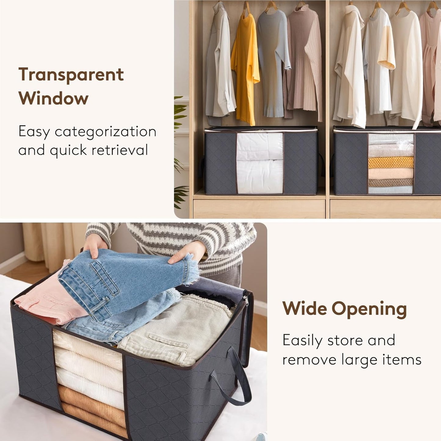 Lifewit 27-Pack 90L Clothes Storage Bins - Foldable Blanket Bags with Zippers & Clear Windows