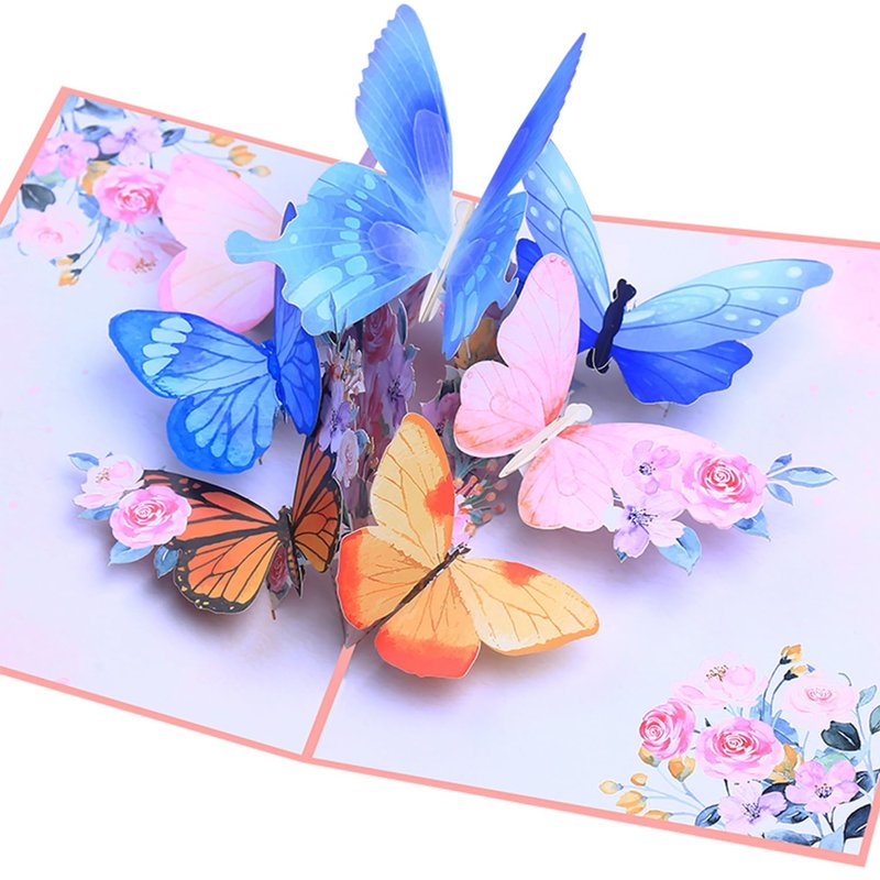 ROBBEAR Pop Up Card, Butterfly and Flower 3D Greeting Card with Envelope for Any Occasion, Birthday, Mother's Day, Anniversary, Valentines Day, Handmade Gifts, Foldable Celebration Cards for Friends
