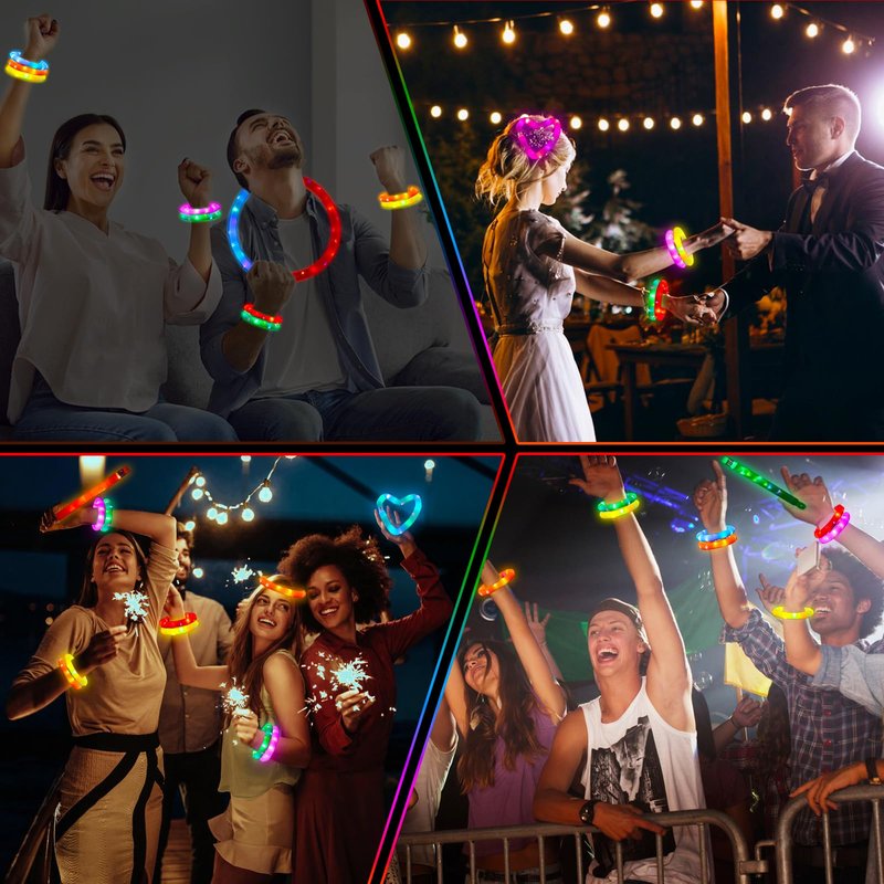 Siwarm 24 Pcs Glow Sticks Toys for Kids, LED Light Up Pop Tubes/Bracelet Party Favors for Kids,Glow in The Dark Party Supplies, Birthday Gifts Xmas Stocking Goodie Bags Stuffers Boys Girls