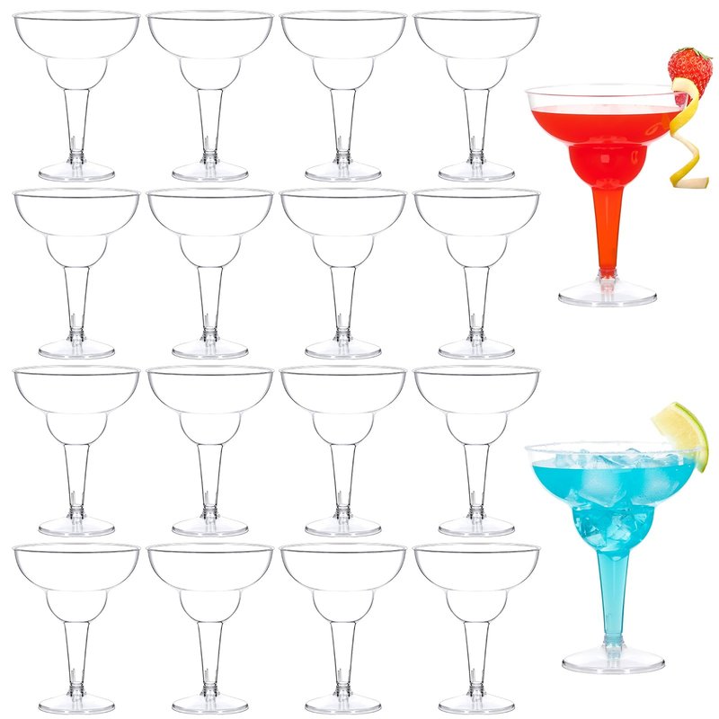 Qeirudu 12 oz Clear Plastic Margarita Glasses, 24 Pack Unbreakable Cocktail Cups Shatterproof Party Cups for Wine, Martini, Champagne