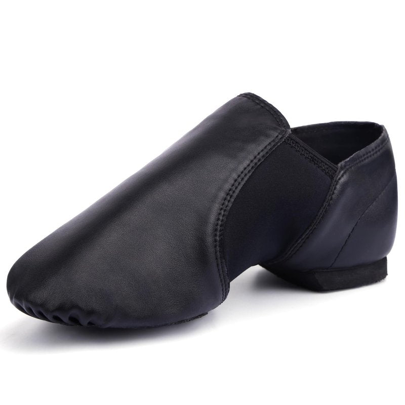 Linodes Unisex 006 PU Leather Upper Slip-on Jazz Shoe for Women and Men's Dance Shoes-Black 8M
