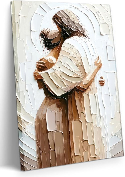 Jesus Embracing Woman Canvas Wall Art - Inspirational Christian Decor for Living & Prayer Room | 12x16 Inch Framed Print