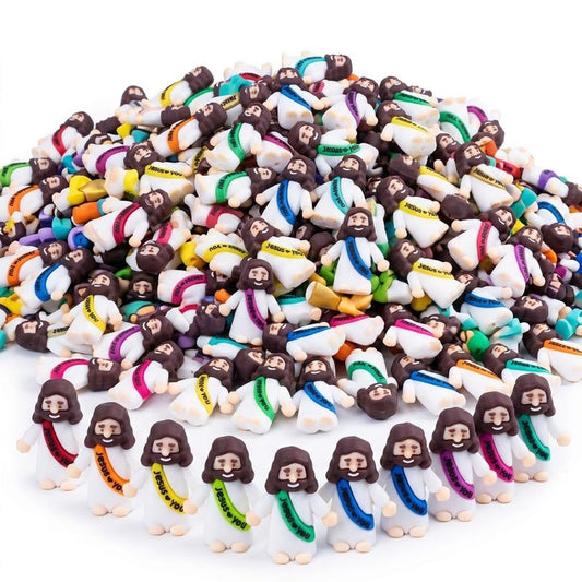 Layofe 100PCS Bulk Mini Jesus Figurines - Tiny Little Small Religious, Easter Egg Stuffers Fillers & Gifts for You Loves ，Jesus Figurines (100)