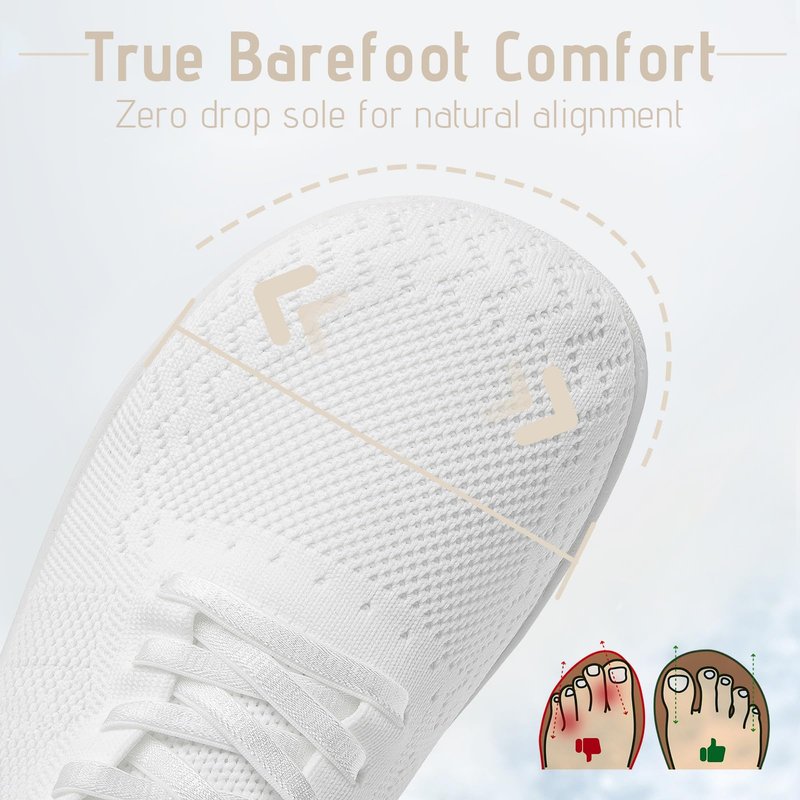 VXGGVX Barefoot Shoes Women Tennis Running Barefoot Shoes Wide Toe Box Walking Casual Slip On Slippers Breathable Minimalist Sneakers White 10