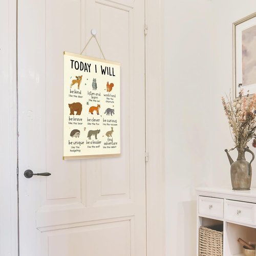 CGBHW Positive Affirmations Poster Hanger Frame - 12x16 Inspirational Wall Art for Kids' Rooms | Forest Animals Design