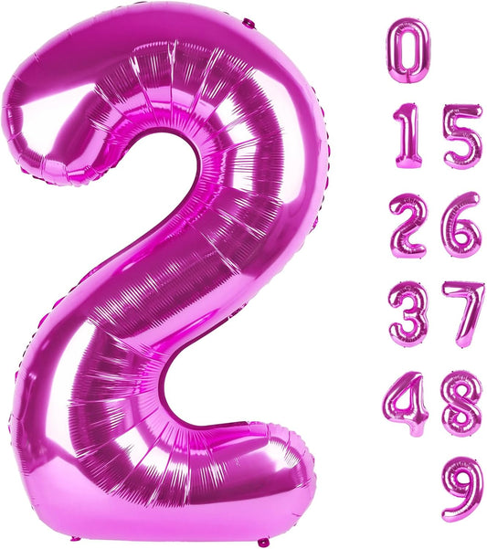 Skiennix 40-Inch Rose Purple Number Balloons - Perfect for 2nd, 12th, 21st Birthday Celebrations & Events