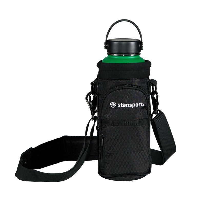 Stansport Insulated Bottle Carrier with Strap (1008-20) - Perfect for Tumblers and Water Bottles 32oz and 40 oz - Black