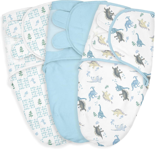 SwaddleMe Baby Swaddle Sleep Sacks - 3-Pack Organic Cotton Wraps with Adjustable Wings | Breathable Blankets for 0-3 Months