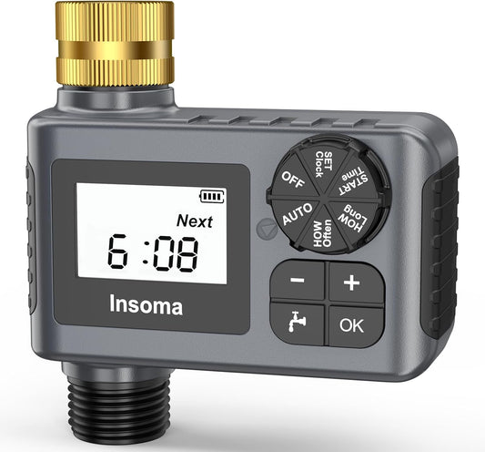 Water Timer - Automatic Drip Irrigation Controller for Garden Hose | Rain Delay & Manual Mode