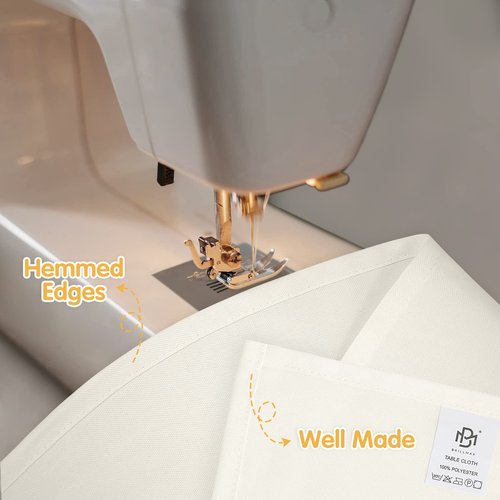 BRILLMAX 10 Pack Ivory Tablecloths 60 x 126 Inch for 8ft Rectangle Tables - 150 GSM Polyester Fabric, 15" Standard Drop, Water, Stain & Wrinkle Resistant Cloth Cover for Wedding Dining Buffet