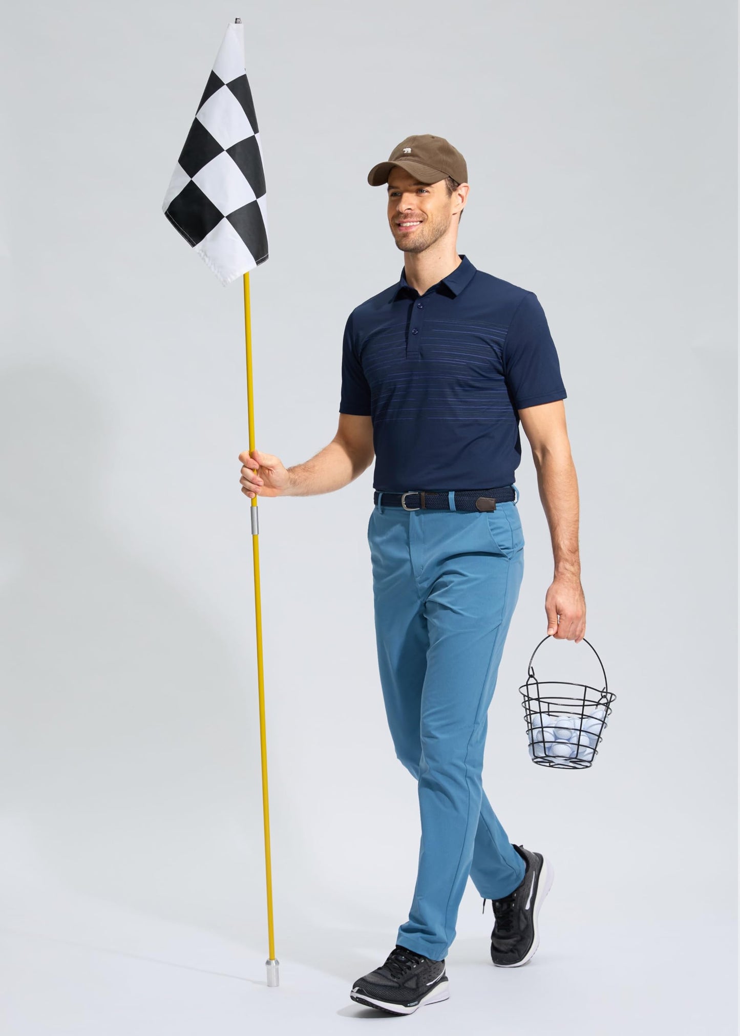 Pudolla Men's Golf Pants Stretch Work Pants for Men Dress Comfy Pants 30 Lightweight Quick Dry Casual Trousers(Stone Slab Blue 30Wx30L)