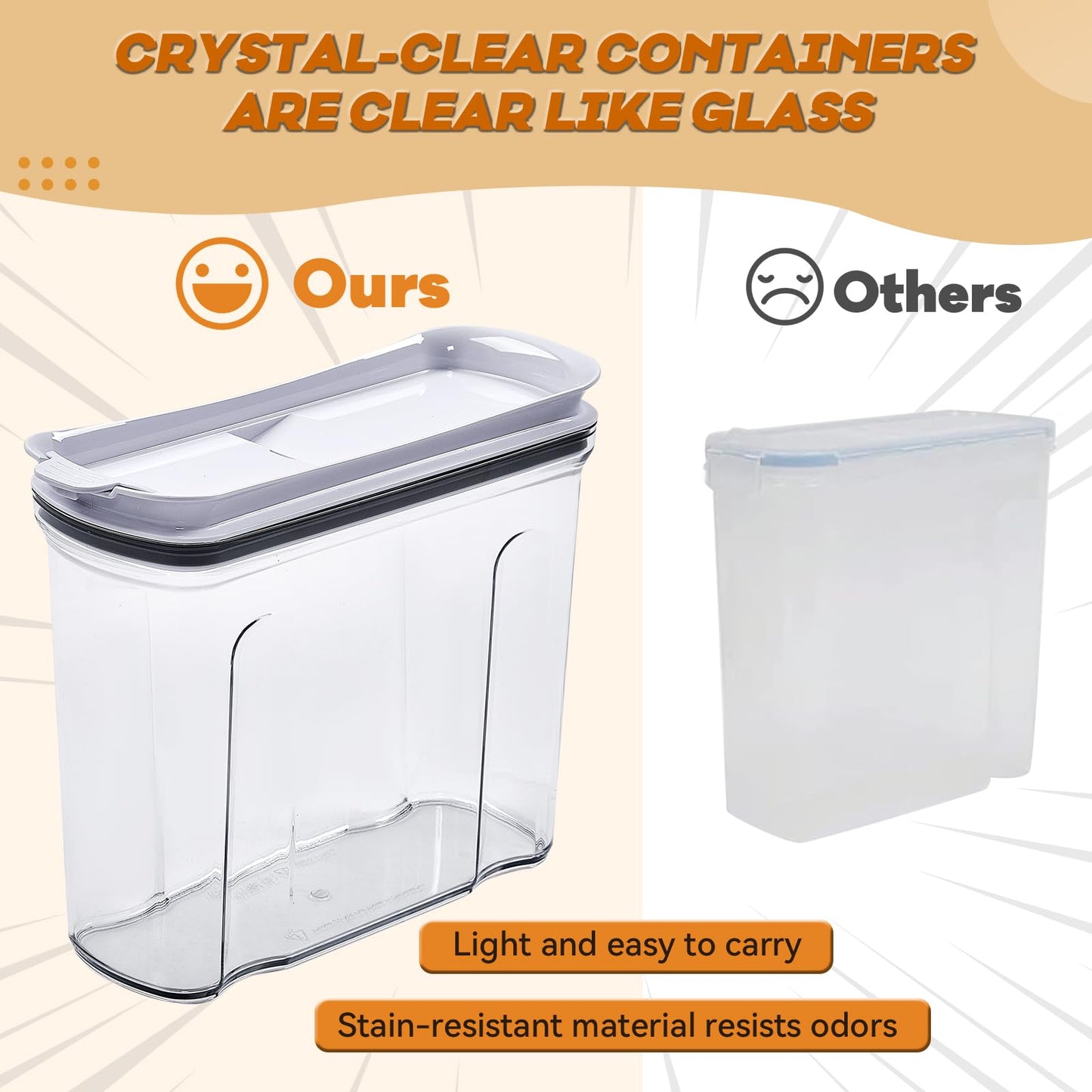 FreshKeeper Cereal Containers Storage Set, Airtight Food Storage Container with Lid 3.5L,2PCS BPA-FREE Plastic Pantry Organization Canisters for Rice Cereal Flour Sugar Dry Food in Kitchen…