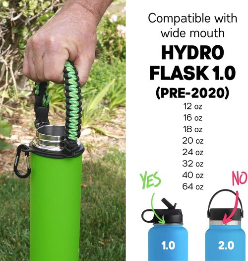 HydroCord Handle for Hydro Flask & Reusable Water Bottles - Paracord Survival Strap