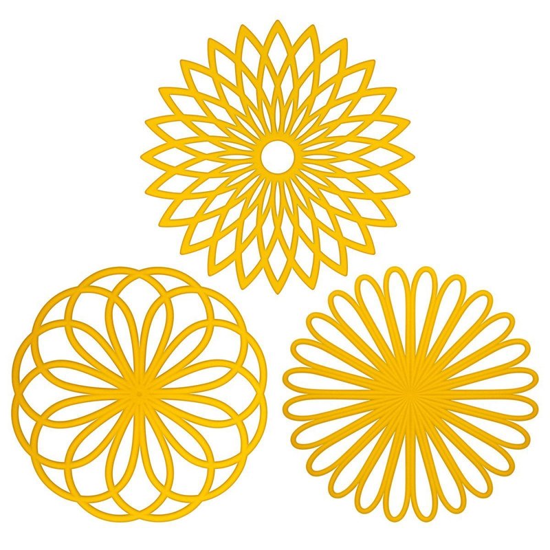 ME.FAN Silicone Trivet Mat - Kitchen Hot Pads for Pots & Dish - Insulated Teapot Trivet - Flexible, Durable, Non-Slip Large Coasters 3 Set Yellow